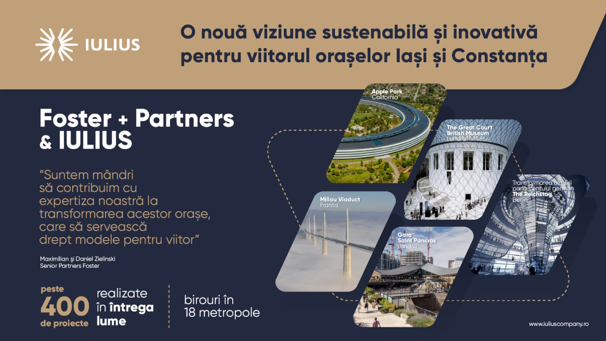 Foster + Partners colaborează cu IULIUS pentru proiecte de regenerare urbană de 800 milioane de euro în România